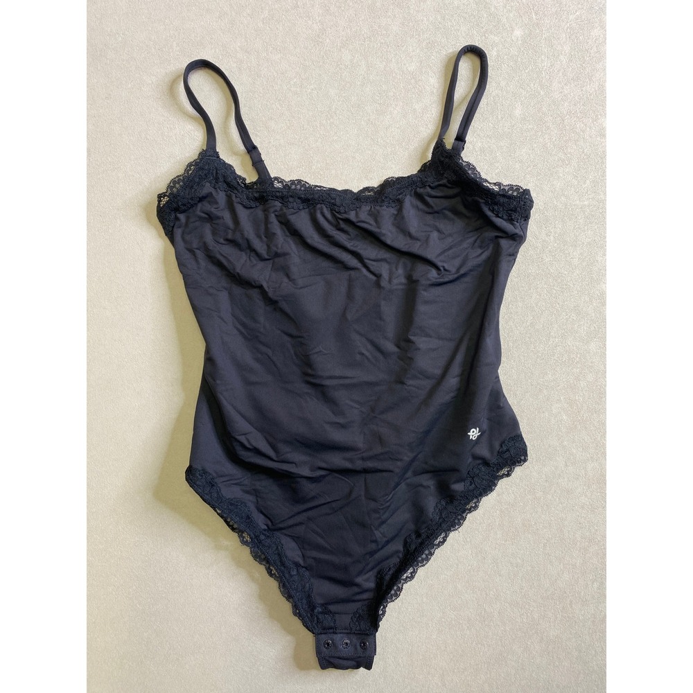 Popilush Black Lace Trim Shapewear Bodysuit Womens Size M Adjustable Straps NWT